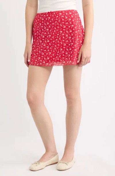Bp. Floral Mesh Miniskirt In Red