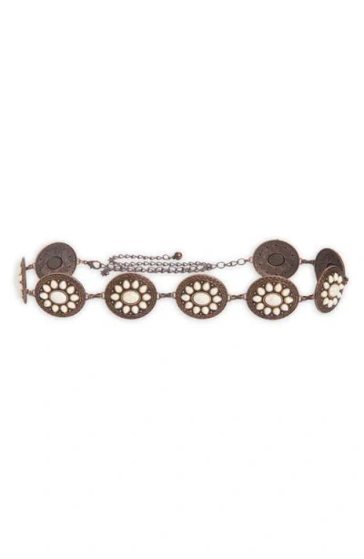 Bp. Floral Metal Belt In Brown