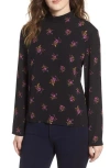 Bp. Floral Mock Neck Top In Black