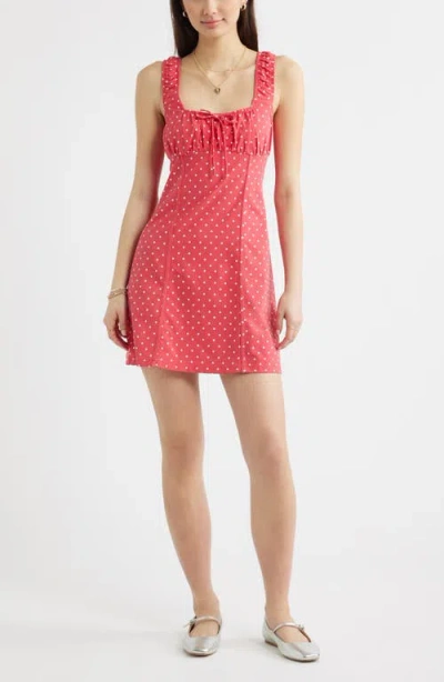Bp. Floral Stretch Cotton Minidress In Red