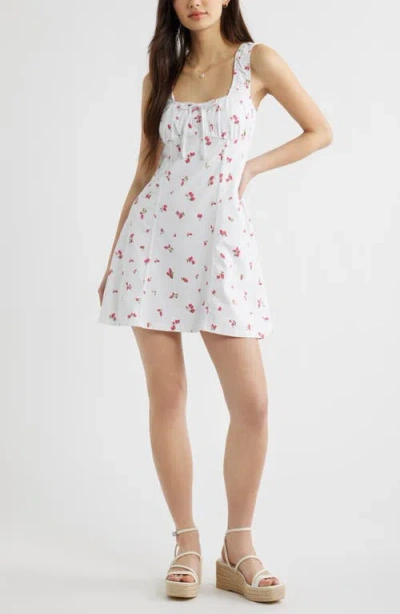 Bp. Floral Stretch Cotton Minidress In White