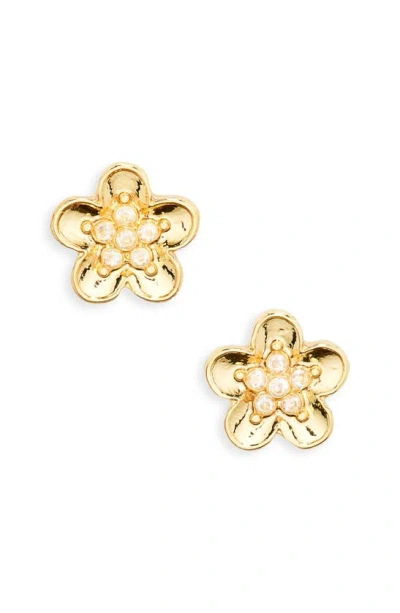 Bp. Flower Cubic Zirconia Stud Earrings In 14k Gold Dipped
