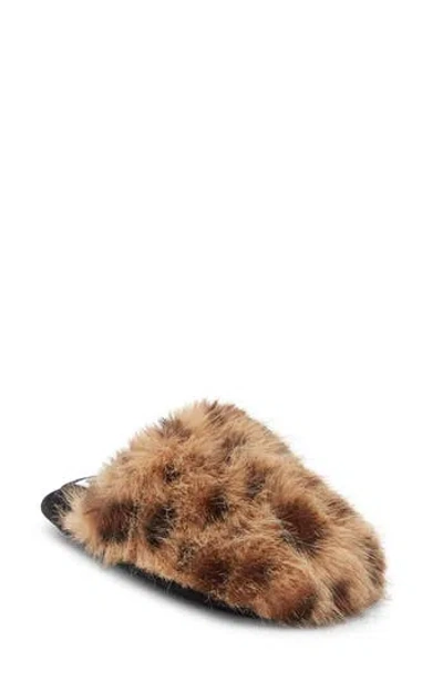 Bp. Flurry Faux Fur Scuff Slipper In Tan Leopard