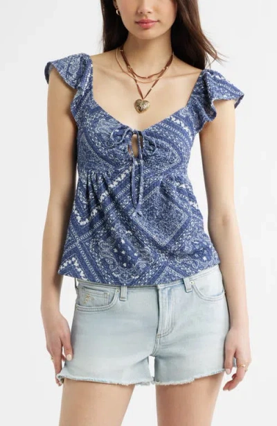 Bp. Flutter Sleeve Top In Blue