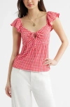 Bp. Flutter Sleeve Top In Red