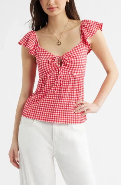 Bp. Flutter Sleeve Top In Red