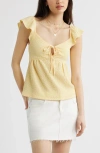 Bp. Flutter Sleeve Top In Yellow