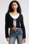 Bp. Fly Away Open Stitch Cardigan In Black
