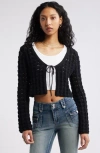 Bp. Fly Away Open Stitch Cardigan In Black