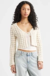 Bp. Fly Away Open Stitch Cardigan In Ivory Dove