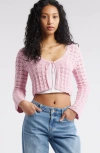 Bp. Fly Away Open Stitch Cardigan In Pink Cameo