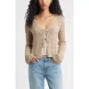 Bp. Fly Away Tie Front Crochet Cardigan In Neutral