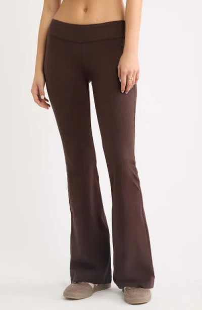 Bp. Foldover Flare Jersey Pants In Brown