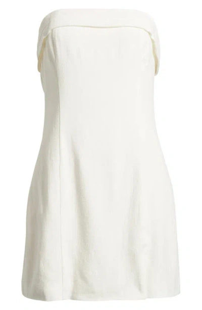 Bp. Foldover Strapless Minidress In White Blanc