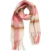 Bp. Fringe Blanket Scarf In Pink Plaid