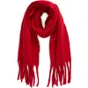 Bp. Fringe Blanket Scarf In Red Lipstick