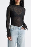 Bp. Funnel Neck Lace Top In Black