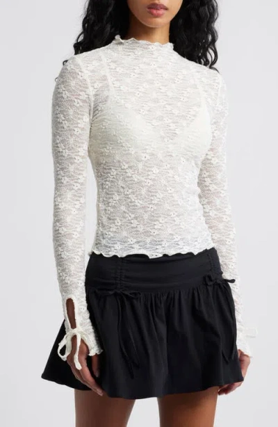 Bp. Funnel Neck Lace Top In White