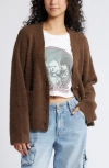 Bp. Fuzzy Cardigan In Brown Terra