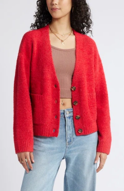 Bp. Fuzzy Cardigan In Red Lipstick