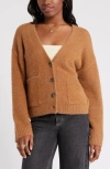 Bp. Fuzzy Cardigan In Tan Thrush