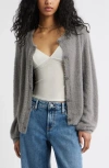 Bp. Fuzzy Scoop Neck Cardigan In Gray