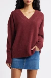 Bp. Fuzzy V-neck Sweater In Burgundy