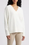 Bp. Fuzzy V-neck Sweater In White