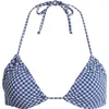Bp. Gingham Classic Triangle Bikini Top In White- Moondance Gingham