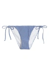 Bp. Gingham Seersucker Bikini Bottoms In White- Moondance Gingham