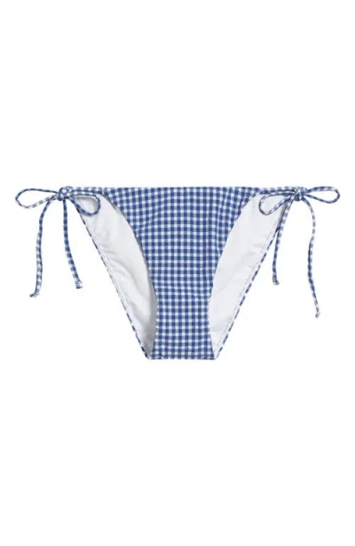 Bp. Gingham Seersucker Bikini Bottoms In White- Moondance Gingham