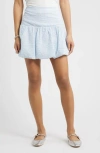Bp. Gingham Seersucker Bubble Hem Miniskirt In Blue