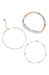 Bp. Happy Af Set Of 3 Bracelets In Gold Multi