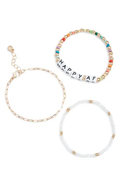 Bp. Happy Af Set Of 3 Bracelets In Gold