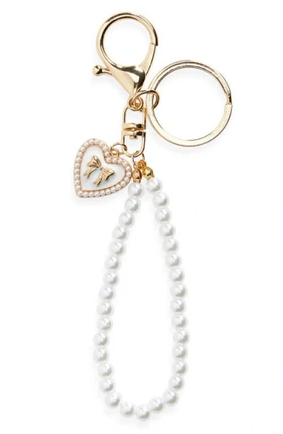 Bp. Heart Faux Pearl Bag Charm In Gold