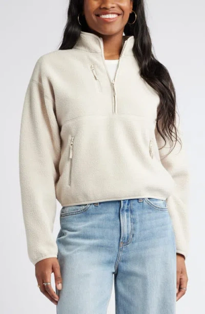 Bp. High Pile Fleece Quarter Zip Pullover In Beige