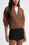 Bp. High Pile Fleece Quarter Zip Pullover In Brown Terra