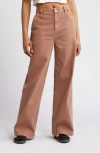 Bp. High Waist Wide Leg Twill Pants In Brown Topaz