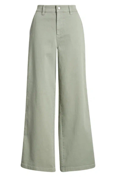 Bp. High Waist Wide Leg Twill Pants In Green Halo