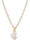 BP. BP. IMITATION PEARL HEART PENDANT NECKLACE