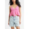 Bp. Lace & Cotton Gauze Babydoll Camisole In Pink