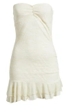 Bp. Lace Asymmetric Ruffle Strapless Minidress