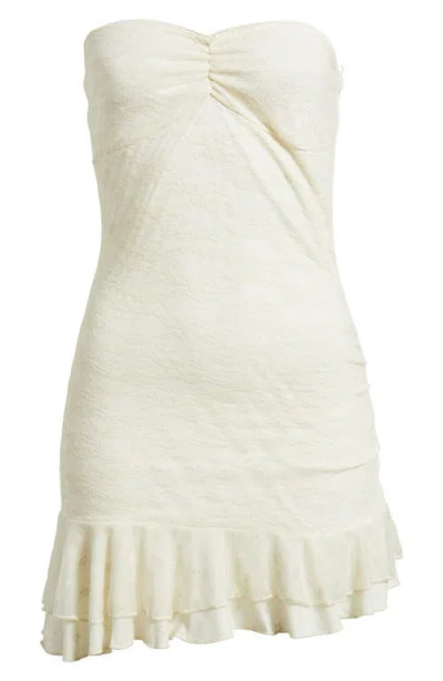Bp. Lace Asymmetric Ruffle Strapless Minidress