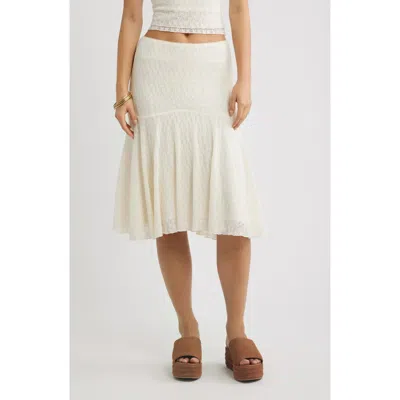 Bp. Lace Handkerchief Midi Skirt In White