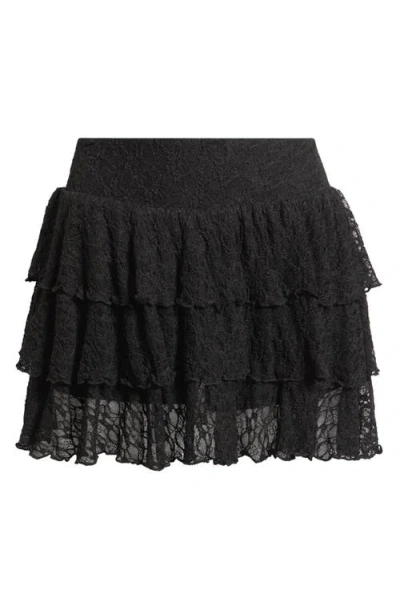 Bp. Lace Tiered Mini Skort In Black