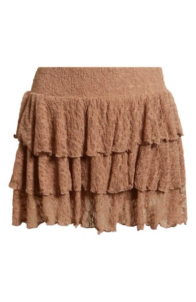 Bp. Lace Tiered Mini Skort In Brown