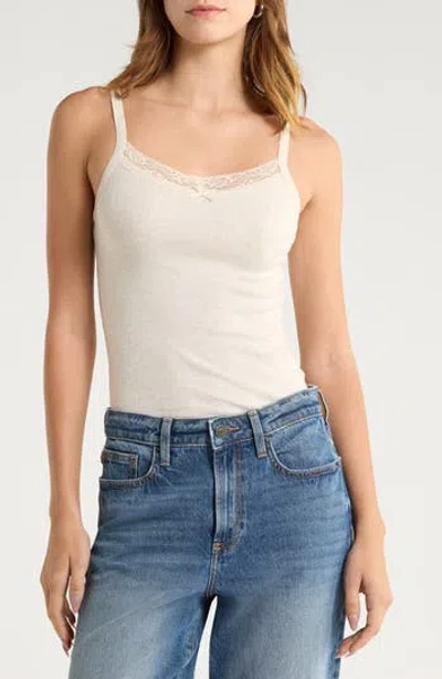 Bp. Lace Trim Camisole In Beige Oatmeal Light Heather
