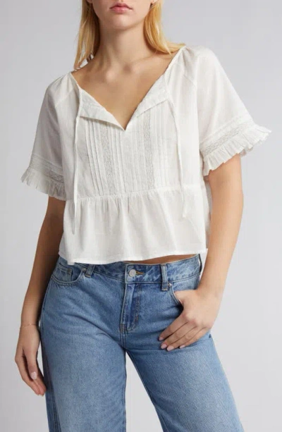 Bp. Lace Trim Cotton Top In Ivory