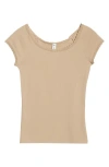 Bp. Lace Trim Cotton T-shirt In Brown