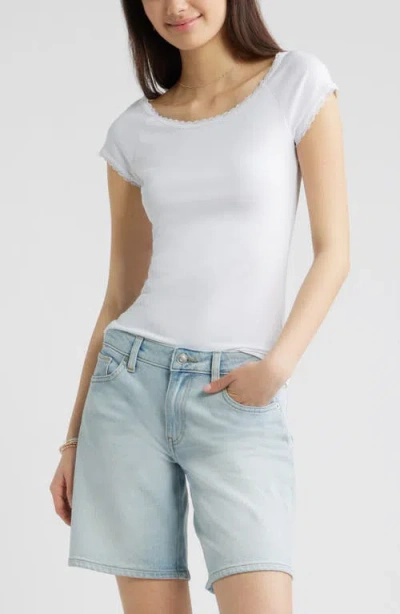 Bp. Lace Trim Cotton T-shirt In White